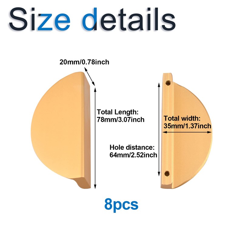 INCREWAY Half Moon Drawer Pulls,8PCS Aluminum Alloy Cabinet Pulls Semicircle