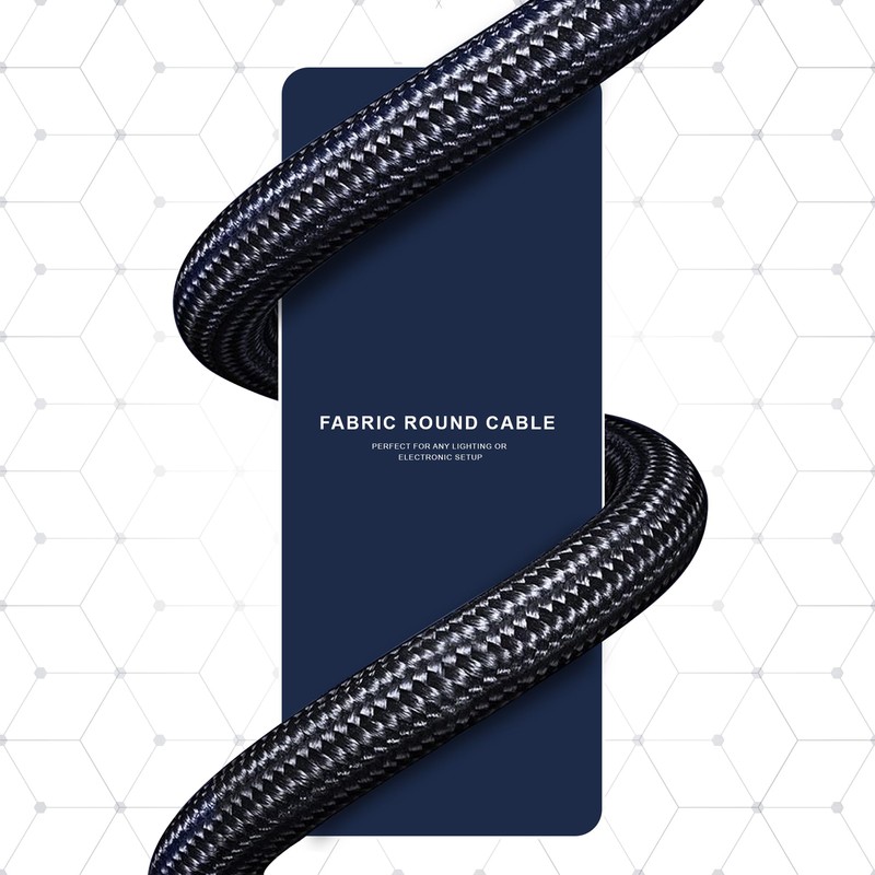 LEDSone 5 Meter Roll Black Cable 2 Core Braided Round,