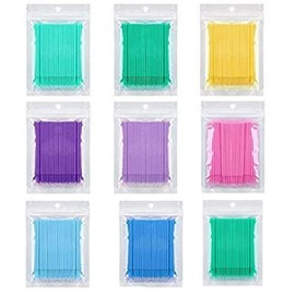 Mascara Wands,Spoolie Brush,Lash Brush,Gewaha 900 Pcs Disposable Mini Brush Applicator Eyelash Stick,Disposable Cotton Swab,Eyebrow Tattoo,Eyelash Grafting And Eyelash Removal Cotton Swab,8 Colors In Total,100 Per Color And 100 Free (Random Color)900 Kin