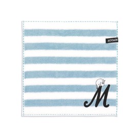 MOOMIN Initial Stitch Moomin Towel Handkerchief BM Blue Initial M 47-0290070 Approx. 9.8 x 9.8 inches (25 x 25 cm)