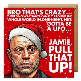 Funny Joe Rogan Christmas Card – Humorous Celebrity Christmas Card for Men – Joke Greeting Cards for Sons, Boyfriends, or Husbands, Funny Card for Son, Joe Rogan Podcast, For Him