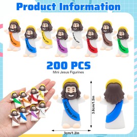 Yelakey Mini Jesus Figures 200pcs Little Tiny Jesus Figurines in Bulk Classic Religious Christ Savior Jesus Decor for Baptism Sunday Easter Egg Stuffers