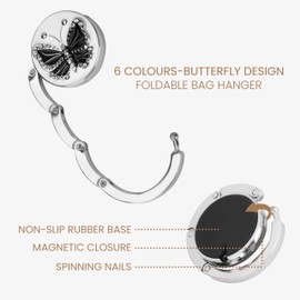 BELLE VOUS Kurtzy Set of 6 Handbags Table Hooks - Foldable Bag Holder for Table - Handbag Holder for Table - Bag Holder Table - For Storage of Bags and Accessories