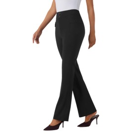 JEKAOYI Womens High Waist Bootcut Dress Work Pants Zip-up Flap Pockets Casual Business Trousers Stretchy Office Slacks Black