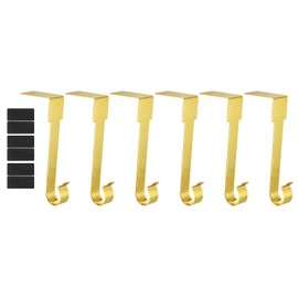 PATIKIL Christmas Stocking Holders, 6pcs Stocking Holder Stand Metal Hooks Reusable Right Angle for Fireplace Indoor Decorations Garland, Gold