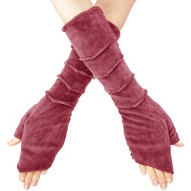 PUREWONDER Women's Arm Warmers Pulse Warmer Velvet Hand Warmers HW22, red