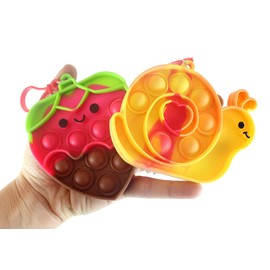 Set of 2 Valentine Bubble Poppers - Strawberry & Snail Valentines Day Bubble Popper Fidget Toy - Fun Party Favor Toy - Heart Love - Fun Party Favor Toy (Random Colors)