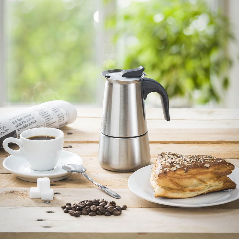Coffee Fox® Espressokocher aus Edelstahl - Kaffeebereiter Kaffeekocher Espresso-Kanne (6