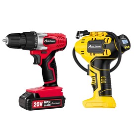 AVID POWER 20V Cordless Drill Bundle with Tire Inflator Compatible with DeWalt Batteries of DCB Series