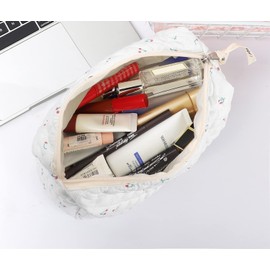 Cotton Makeup Bag Large Travel Cosmetic Bag Quilted Cosmetic Pouch Coquette Aesthetic Floral CuteToiletry Bag