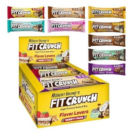 Fit Crunch- “FITCUNCH Barritas Proteínas Tamaño Snack, Diseñadas por Robert Irvine, Barra horneada de 6 capas, 3g de Azúcar, Glute