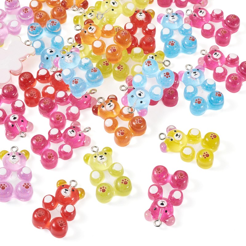 Magibeads 30Pcs Gummy Bear Charms 31x19mm Acrylic Candy Bear Animal