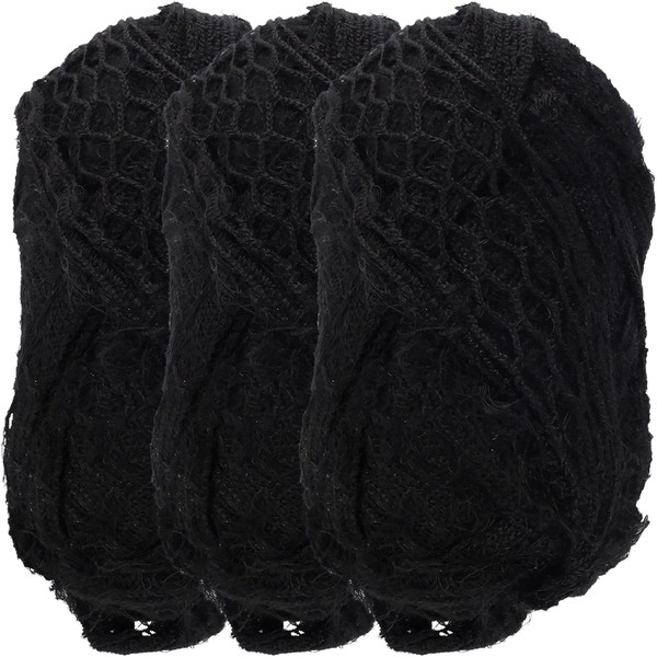 JubileeYarn Fishnet Frilly Yarn - 100g/Skein - Black - 3