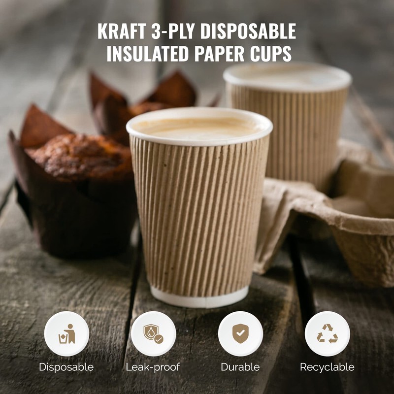 We Can Source It Ltd - 8oz Disposable Kraft Ripple