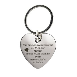 Key Chain Heart with Engraving in German: “The only thing better than having you as a Mum is having you as my child’s Grandma” - Gift for Mothering Sunday or Christmas