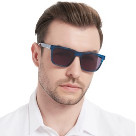 OCCI CHIARI Large Reading Sunglasses for Men 2.75 Vintage Sun Readers Full Lens Reader 100 125 150 175 200 225 250 275 300 350 (Blue,not bifocal)