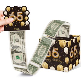 Happy Birthday Money Gift Boxes for Cash, 65th Birthday Surprise Gift Box, 65th Birthday Gifts for Men Women, 65th Birthday Party Decorations Supplies（with 35PCS Bags）