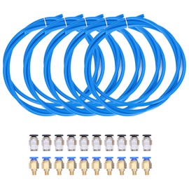 5PCS PTFE Tubes with 20PCS Pneumatic Fittings PC4‑M6 PC4‑M10 for 3D Printer 1.75mm Filament