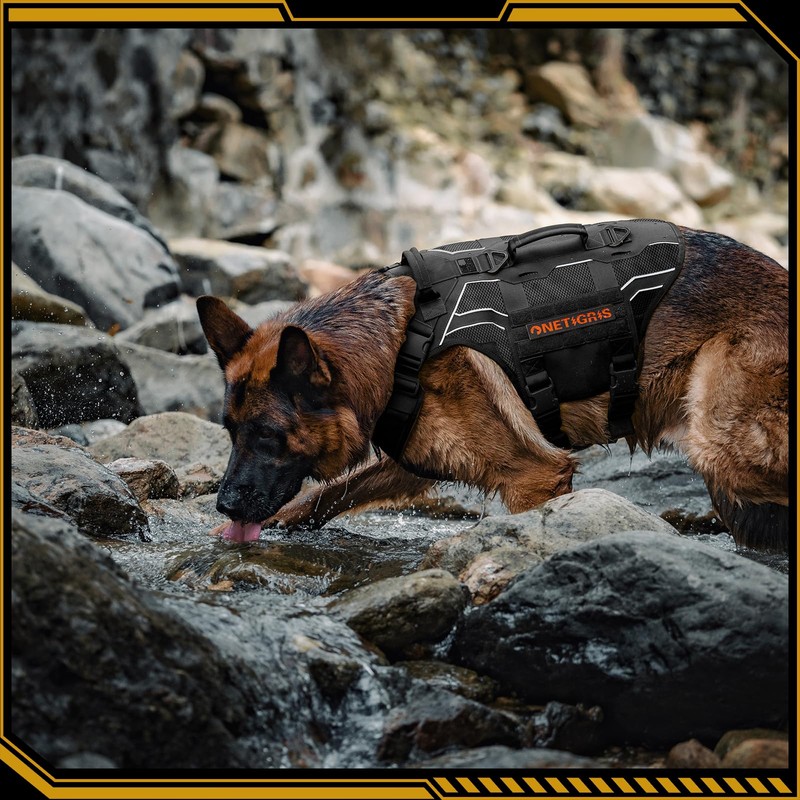 OneTigris Tactical Dog Harness for Large Dogs, Adjustable Tactical Dog