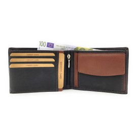 McLean Genuine Leather Wallet with RFID NFC Protection Cowhide Black Dark Brown, black, coin purse
