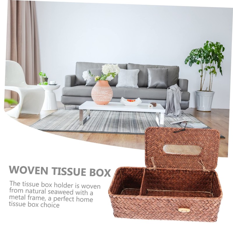 Mobestech Woven Tissue Box Cover Multifunctional Remote Control Organizer for