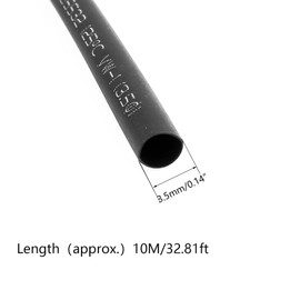 TA-VIGOR 3.5mm Heat Shrink Tubing, 10M Length Heat Shrink Sleeving, 2:1 Ratio Heat Shrink Tube for Electrical Insulation, Repairs, Wrap Cable, Wire Connectors, Black