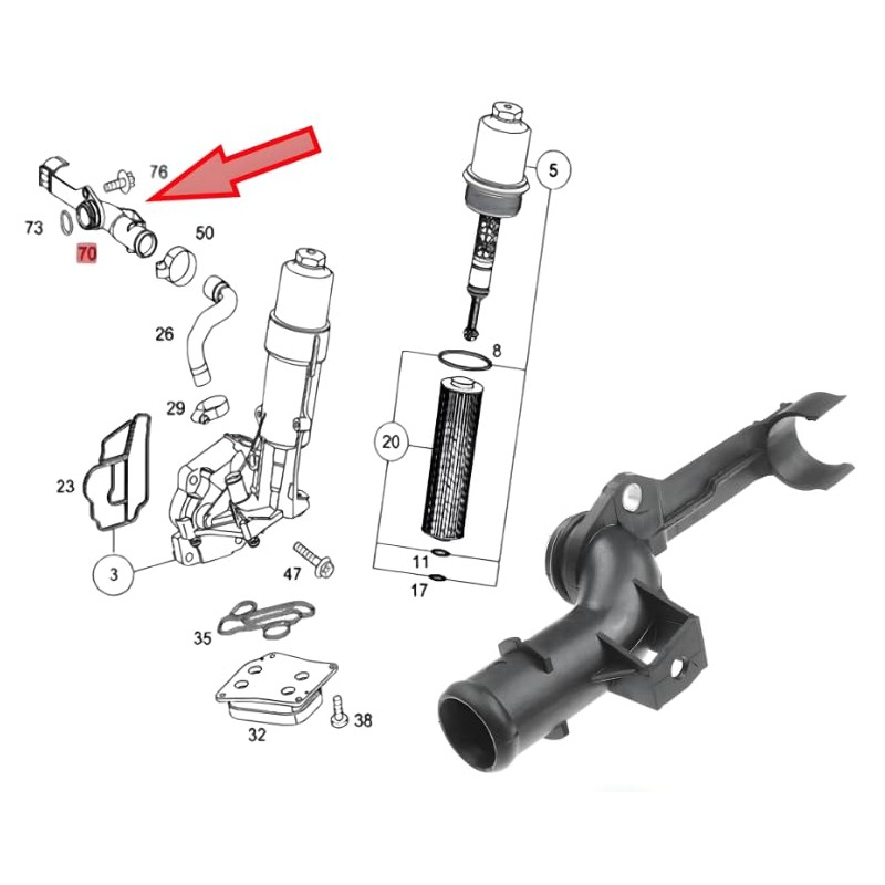 Water Pipe Oil Cooler For MERCEDES C Class CLC Class