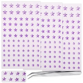 264Pcs Star Face Gems Eye Gems, Self-Adhesive Face Jewels Rhinestones 5/7/10 mm DIY Face Gems Stick on, Patriotic Makeup Gems Rave Accessories for Face Eyes Hair Makeup Body, Crafts (purple-star)
