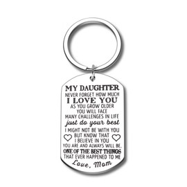 Valentines Gifts for Kids Daughter Gifts from Mum Inspirational Birthday Gifts for Daughter Stepdaughter Cute Keychain for Women Teen Girls Her Graduation Gifts for Adopted Daughter