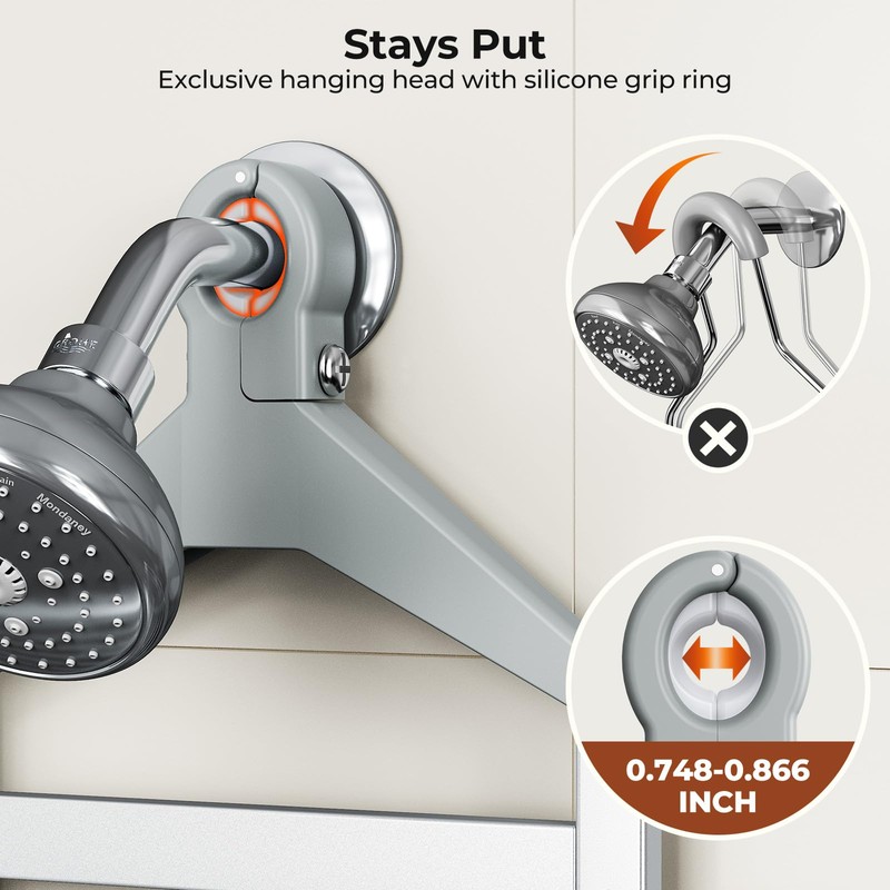 Orimade Aluminum Hanging Shower Caddy Over Head, Adjustable Anti-Slip Bathroom