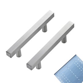 Ravinte 5 Pack 3-3/4 Inch Cabinet Pulls Brushed Nickel Sqaure Kitchen Cabinet Handles Silver Cabinet Hardware Stainless Steel Drawer Pulls 6 Inch Overall Length with Mounting Template