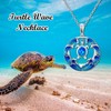 SHINYKEND Blue Opal Turtle Necklace, 925 Sterling Silver Sea Turtle