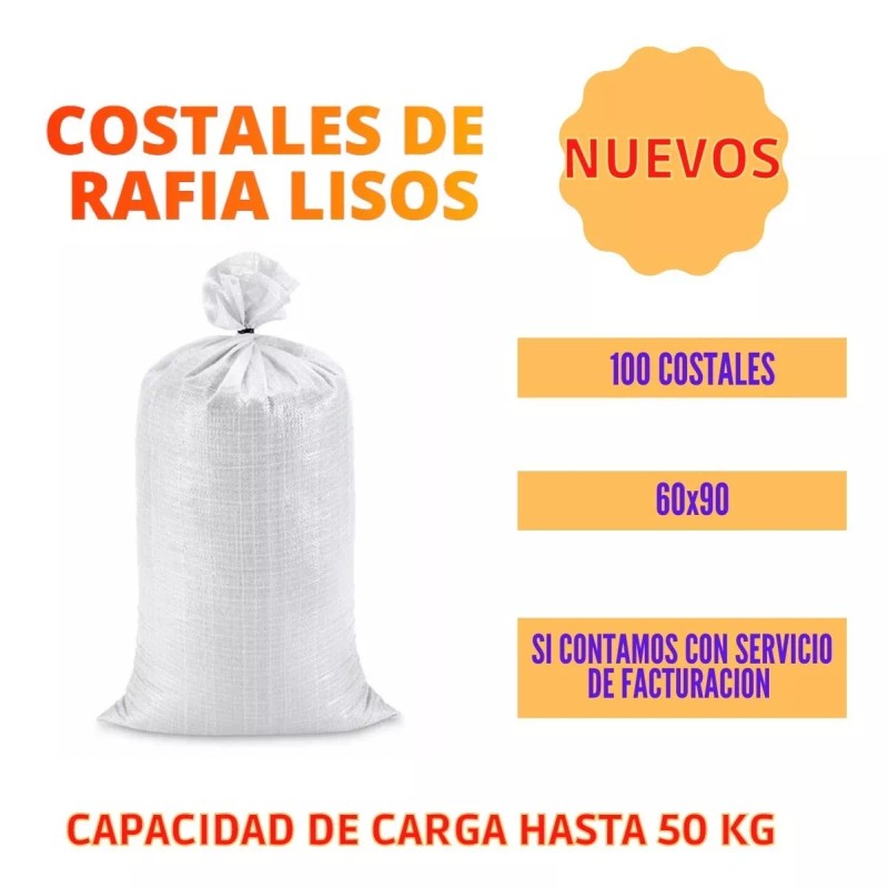 Arval 100 Costales Rafia Lisos 60x90 Nuevos De 50 Kg