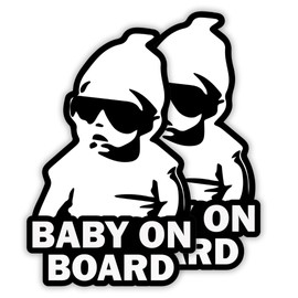TOTOMO Baby on Board | Carlos from The Hangover Sticker (2 Pack) – Funny Cute Safety Caution Car Decals, Durable Vinyl Sign for Window or Bumper – Peel-and-Stick, No Magnet or Suction Cup Needed