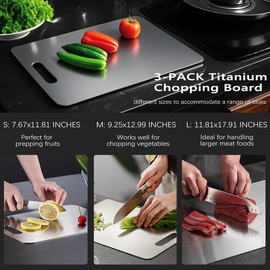 DEFEK 3 pack Titanium Cutting Boards for Kitchen -Titanium Cutting Board Double Sided Titanium Cutting Mat,Non Stick Chopping Board