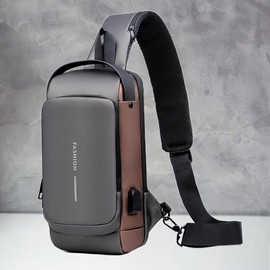 Unisex Classic Password Anti-Theft Chest Bag Simple Fashionable All-Match Messenger Bag Trendy Casual Shoulder Bag - Color: Gray