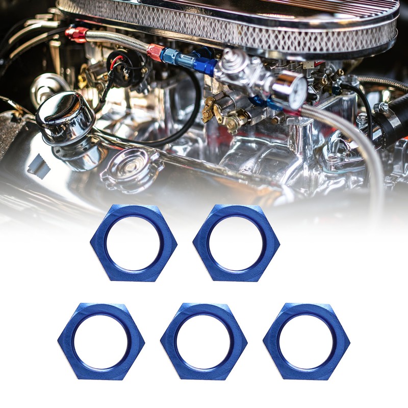 5 Pcs AN8 Female Thread Hex Locking Nut Metal Alloy
