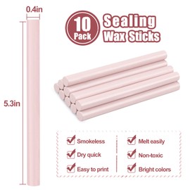 SHOWIN Glue Gun Sealing Wax Sticks for Wax Seal Stamp -Light Pink, Great for Wedding Invitations, Cards Envelopes, Snail Mails, Wine Packages, Christmas Gift Ideas, Pack of 10