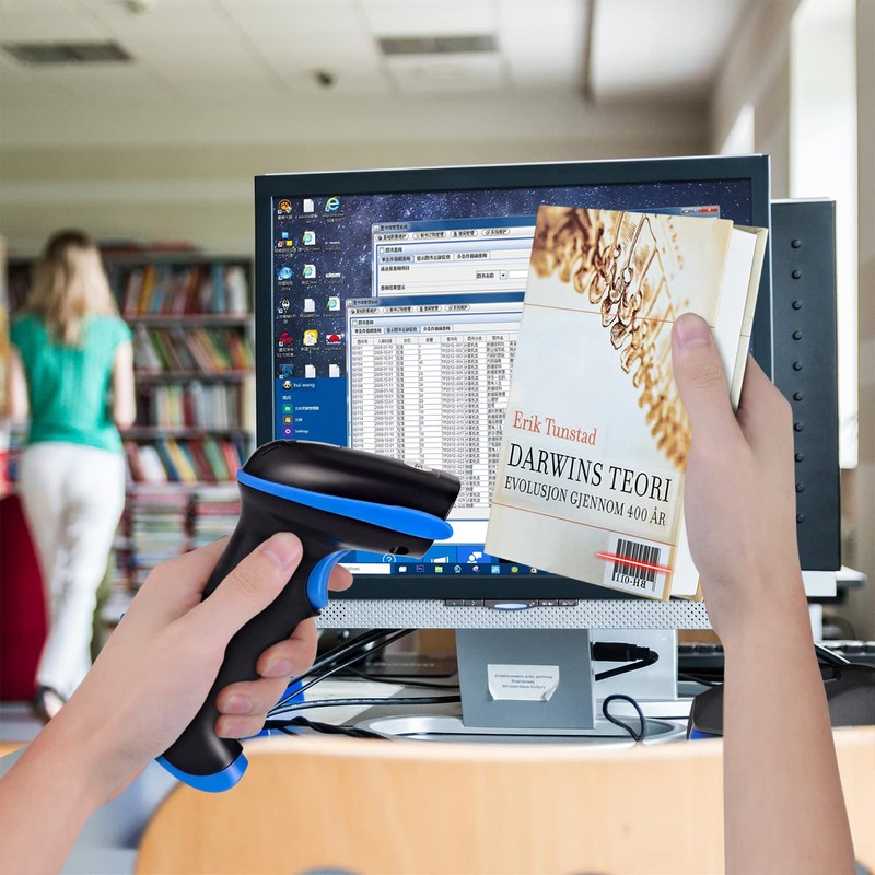 WoneNice 2.4G Wireless Barcode Scanner – 1D Handheld Cordless Barcode