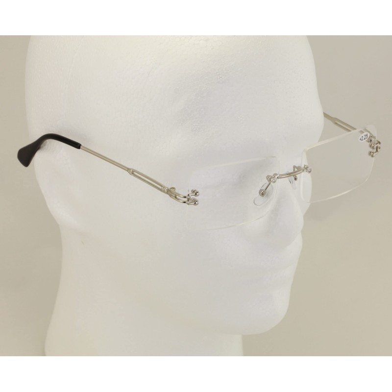 V.W.E. 3 Pairs Men Metal Fully Rimless Rectangular Reading Glasses