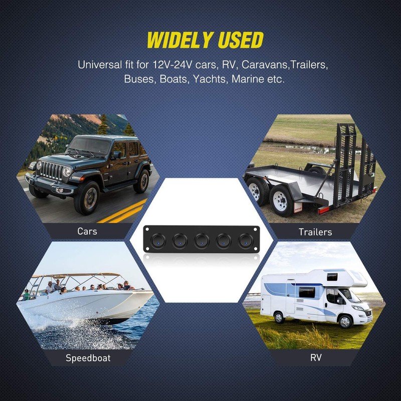 RUNCCI-YUN 12 V/24 V Switch Panel, 5 Gear, Car Toggle