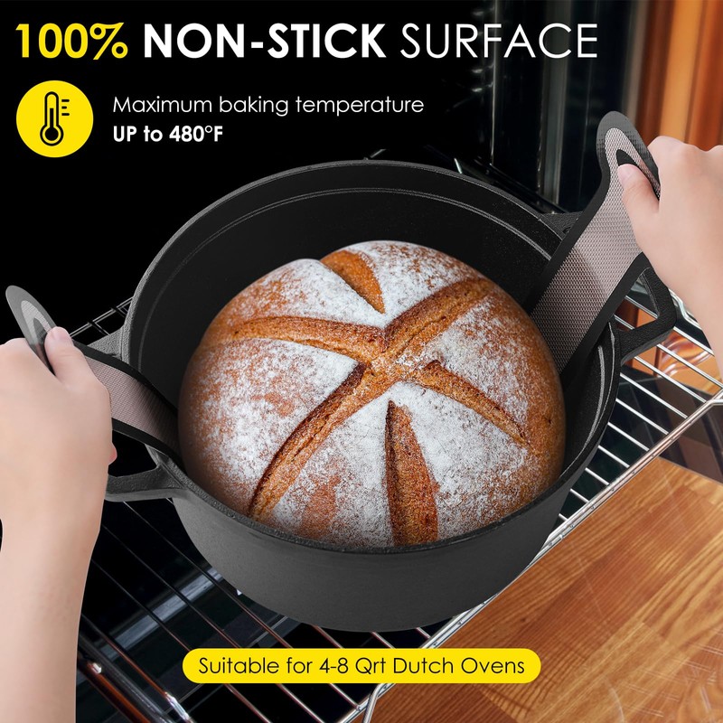 Upgraded Silicone Bread Sling Dutch Oven Liners Sourdough Baking Supplies