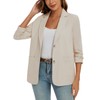 MINTLIMIT Womens Casual Cotton Linen 3/4 Ruched Sleeve Notched Lapel