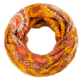 Sunsa Women's Loop Scarf, Cotton Tube Scarf, Spring / Summer Loop Scarf with Flower Design, Accessories for Women, Scarf Scarves and Scarves as a Gift for Women/Girlfriend, Orange # 1