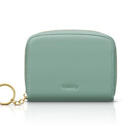 Vulkitty Wallet for Ladies Purse Women RFID Blocking Trifold Compact Leather Card Case with ID Window and Zipper Coin Pocket