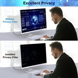 [2-Pack] 24 Inch Computer Privacy Screen Filter for 16:9 Widescreen Monitor, Removable Eye Protection Anti Glare Blue Light Filter Privacy Shield, Anti Spy Screen Protector Film 24 In