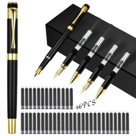 AWCBBT Juego de 46 plumas estilográficas,con 40 Cartuchos de Tinta,Incluye 3 Puntas de Acero de Diferentes Espesores,para Amigos,Navidad,Cumpleaños,Graduación Plumas Estilográfica para Regalo