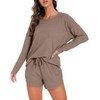 PrinStory Pajamas Set for Women Waffle Knit Lounge Set 2