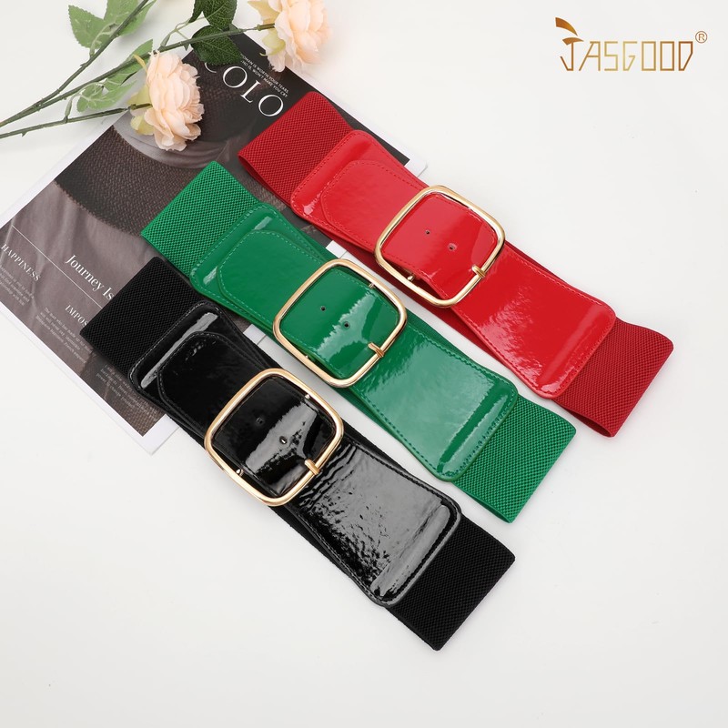 JASGOOD - Cinturón elástico ancho para mujer, cintura elástica con
