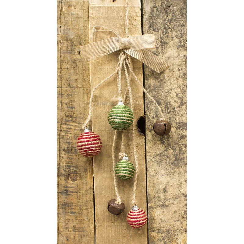Burlap Balls Bells Doorknob Hanger Ornament for Tree Door Rustic